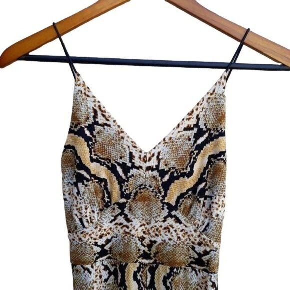 Polly & Esther Jumper Retro 70's Sleeveless V-neck Wide Flare Leg Snake Sz XS - Picture 5 of 12